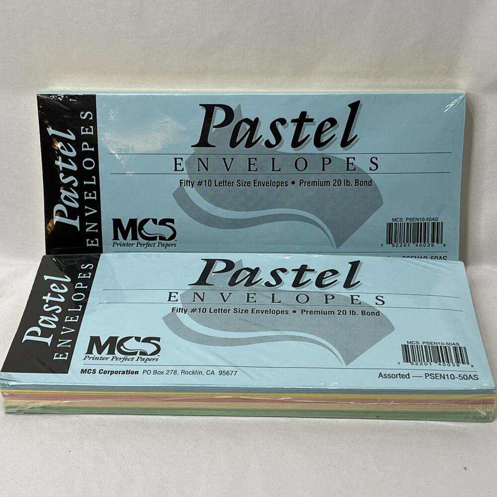 100 Pastel Envelopes #10 Letter Size Premium 20 Bond New Vintage Pink Green Blue